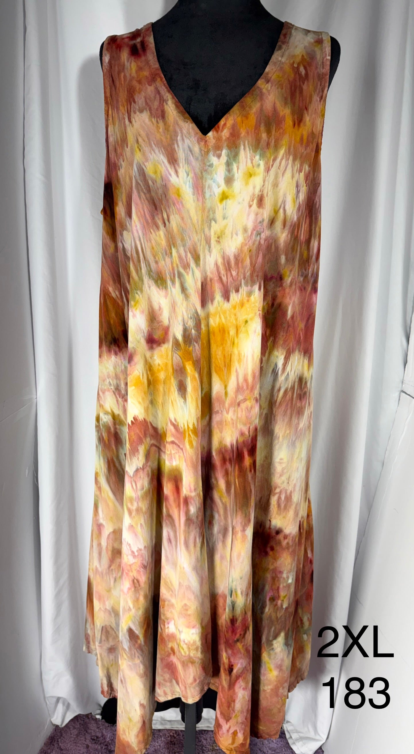 2XL V-neck Sleeveless Handkerchief Bottom Dress #183