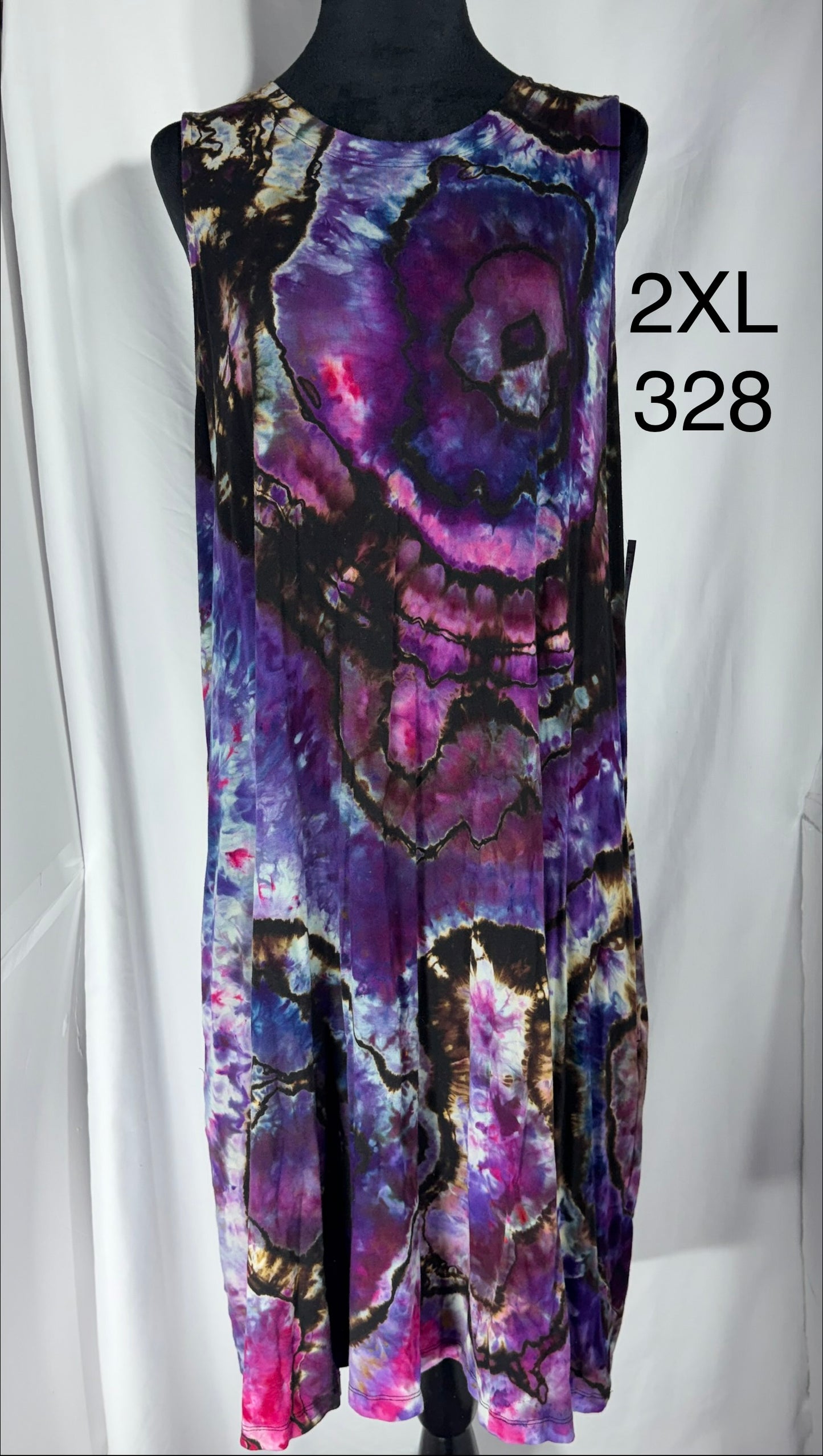2XL Sleeveless Knee Length Rayon Dress with Pockets #328